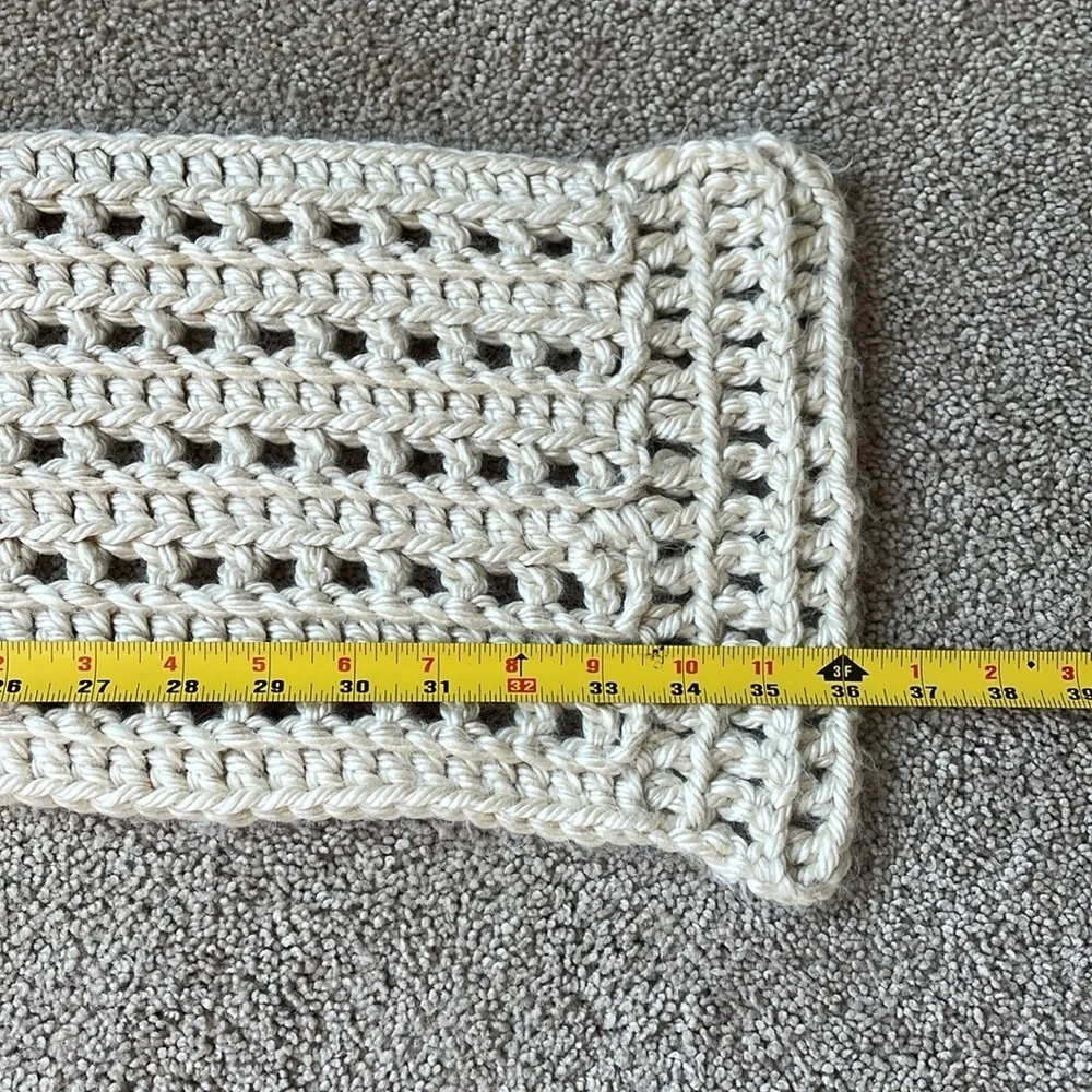Chunky Knit Beige Cowl Scarf Three Button Hand Knit Boho Hygge Scandi Girl